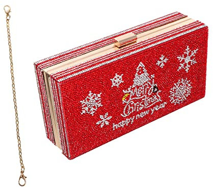 DEARMAMY 1stück Praktische Abendtasche Mit Glitzerdesign Rote Umhängetasche Für Frauen Für Weihnachten Festliche Anlässe Und Partys Vielseitig Tragbar Mit Schulter Und