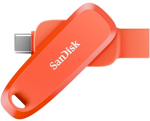 SanDisk Chiavetta USB 2 in 1 da 128 GB per Android, per smartphone, tablet e computer, con connettori USB Type-C e tipo A, colore arancione nasturzio, SDDDC6-128G-G46NO