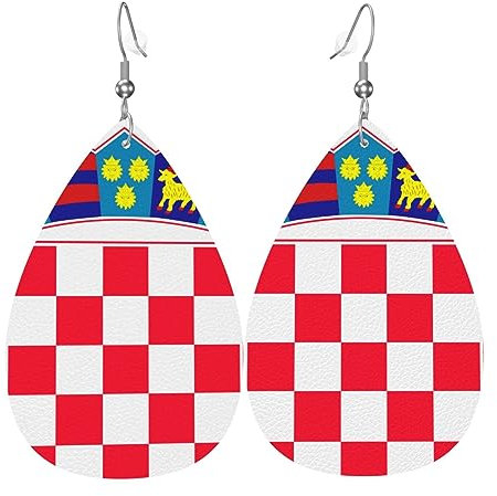 Hieuaoz Kroatien Flagge Damen Ohrringe Leichte Baumeln Tropfen Ohrringe Leder Teardrop Ohrringe, Einheitsgröße, Polyurethan