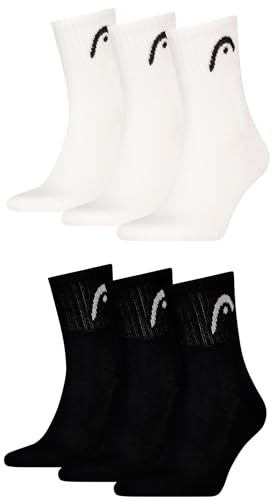 HEAD Herren Short Crew Sportsocken im 6erPack (39-42, Black/White)