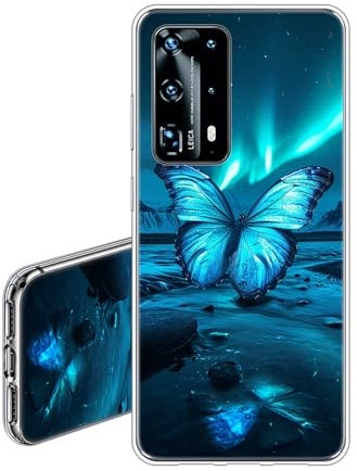 JEZSTHAI Handyhülle Kompatibel mit Huawei P40 Pro Hülle Silikon Weiche Fallschutz Stoßfeste Kratzfeste Durchsichtige Schutzhülle mit Aesthetic Muster Schmetterling