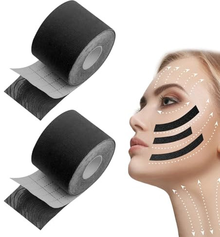 MagiSel Face Lifting Tape - 2.5 cm X 5 m Multifunktion Anti Falten Face Tape, High Elastic Kinesiology Facial Stirn Augen Lippen Wrinkle Patches,Doppelkinn Entferner,Gesichtstape Gegen Falten,2 Rolls