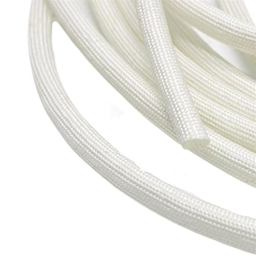 Guaina per Cavi Elettrici 1/2/3/5/10M Bianco 600°C Alta Temperatura Intrecciato Morbido Tubo di Fibra Isolamento Guaina Cavo Tubo in Fibra di Vetro Diametro 1-50mm(10 Meter,20mm)