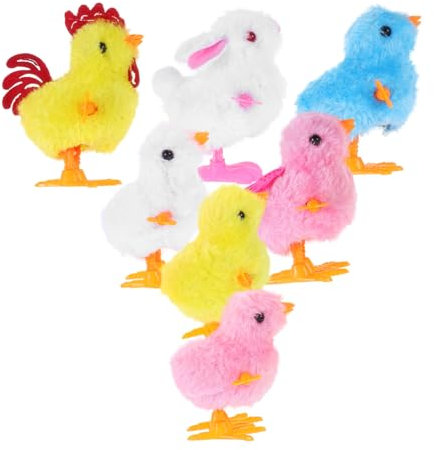 KOMBIUDA 7stücke Korbfüller Aufzieh Küken Spielzeug Hase Party Geschenke Neuartige Springende Laufende Plüsch Küken Für Kleinkinder Und Junge Mädchen