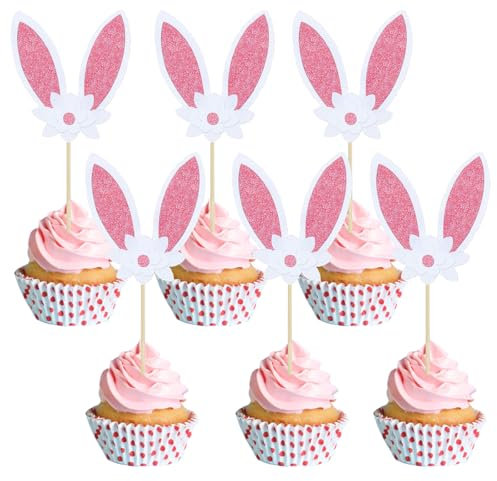 24 Stück Hasenohren Tortendeko Ostern,Muffin Deko Ostern,Hasenohren Tortendeko Geburtstag Muffin Deko Geburtstag für Party Deko,Kinder Geburtstagsfeier