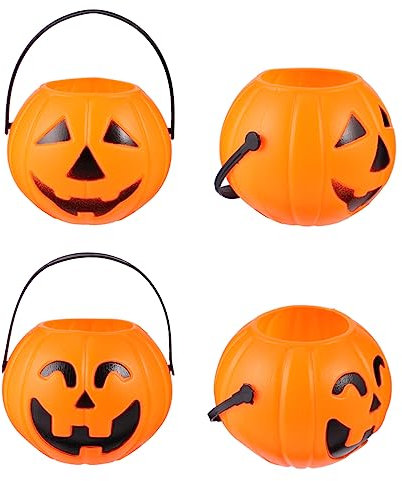 Homoyoyo 1set Halloween Decoration Props Orange Pumpkin Lanterns for Festive Parties Unique Skull and Witch Bucket Designs for Halloween Atmosphere and Celebrations