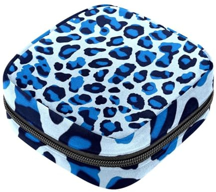 Tampon Slipeinlagen, Menstruationstasche, blauer Leopardenmuster, für Mädchen, Stillunterlagenhalter mit Reißverschluss, Serviettenbeutelorganizer