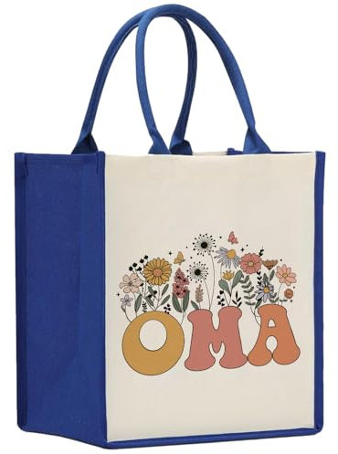 Personalisierte Oma Canvas Einkaufstasche, Baumwolltasche Stofftasche Shopper Handtasche, Tragetasche Geschenk für Grossmutter, Geburtstagsgeschenk für Oma, Geschenk für zum Geburtstag, Muttertag