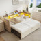 Polsterbett Ausziehbares Bett 90/180x190, Schlafsofa Bett mit LED-Beleuchtung, Ablagefächern & Ladestation,Tagesbett Funktionsbett Bettsofa Gästebett Jugendbett, Flannelette,Ohne Matratze (Beige)