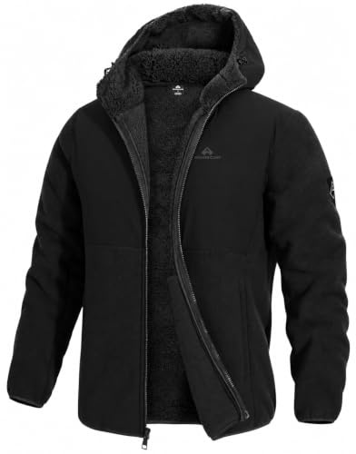 Pioneer Camp Herren Winterjacke mit Sherpa-Fleece und Kapuze | 100% Polyester, Anti-Pilling, Sherpa-Futter, 4 Taschen, Kordelzug-Kapuze, elastische Bündchen, waschbar, Outdoor.
