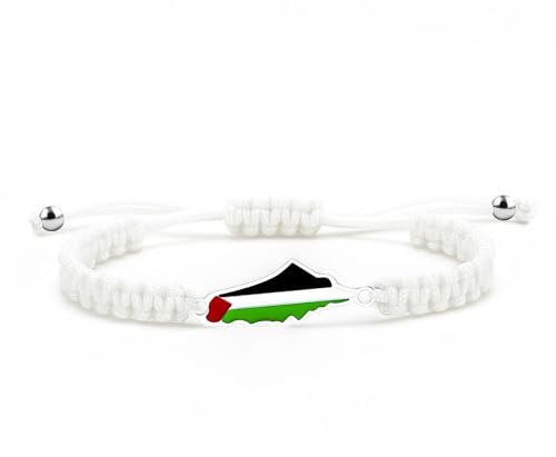Oneress Bracelet Carte Palestine, Bijoux Cordon Ajustable Fait Main, Cadeau Foi Moyen-Orient Pour Hommes Femmes, Bracelet Culturel Unisexe YA5882
