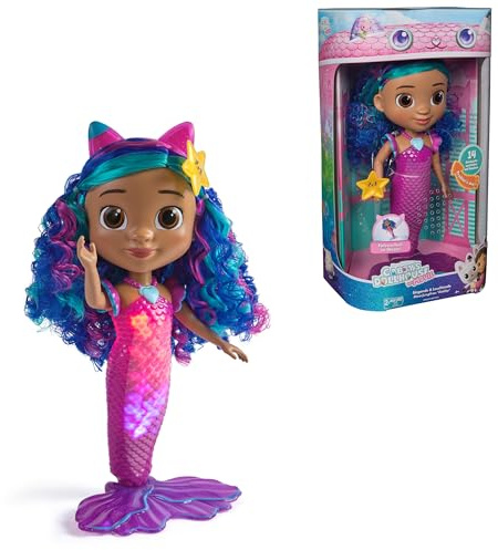 Gabby’s Dollhouse: Der Film – Sing & Shine Meerjungfrau Gabby, 35cm große Wasserspielpuppe mit Licht- & Soundeffekten, spricht Deutsch, für Kinder ab 3 Jahren