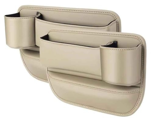 Car Cup Holder Gap Bag for Land Rover Range Rover Sport L320/Range Rover Sport L494, PU Leather Seat Organizer Waterproof Gap Filler Storage Box with Usb Charging Hole Accessories,B/Beige