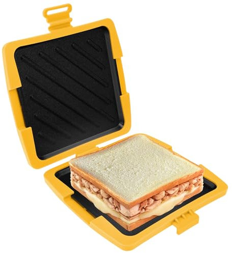 Sandwichera de silicona para microondas, sandwichera inalámbrica antiadherente, para sándwich, hogar, viajes, camping, oficina, dormitorio, autocaravana (naranja)