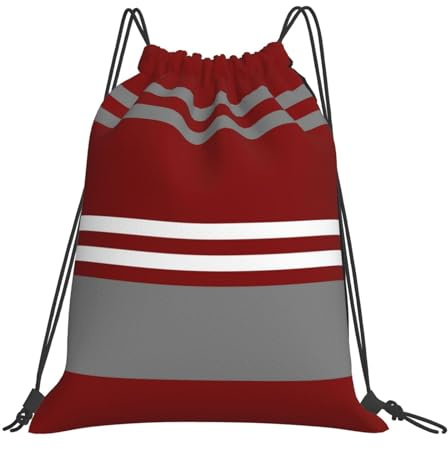 BYwenhopnbs Rot, Grau und Weiß gestreifter Rucksack mit Kordelzug, Sport- und Gymnastiksack, wasserabweisend, für Damen und Herren