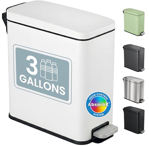 iTouchless 3 Gallon Step Wastebasket for Bathroom with Lid and Deodorizer