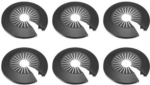 QUARKZMAN 6 Pcs 100mm x 20mm Collier De Tuyau Rond En Plastique Noir | Cache-Tuyau Radiateur Mur À Bride Fendue Pour Tuyau De Diamètre Extérieur 30-55mm/1.18-2.17, Cache-Tuyau À Bride
