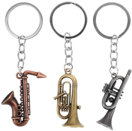 ULTECHNOVO Saxophon Schlüsselanhänger Fein Poliert und Glatt 3 Stück im Vintage Stil aus Metall als Einzigartiges Geschenk für Musikliebhaber und Rock And Rolle Party Dekoration