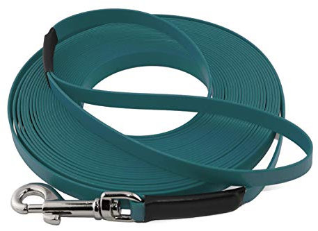 LENNIE Leichte BioThane Schleppleine, 9mm, Hunde 5-15kg, 8m lang, mit Handschlaufe, Petrol/Teal, genäht
