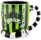 Silver Buffalo WBH2213D Beetlejuice - Taza de cerámica esculpida en 3D, diseño de rayas y nombres, color verde y negro