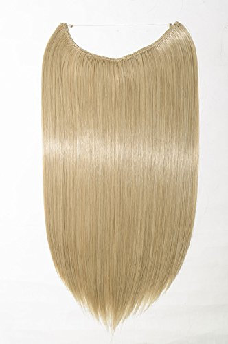 Hair Extensions Geheimes Stirnband Einfach unsichtbar Crown Wire im Haarverlängerung Haarteil für Frauen 50cm Glatt Aschblond Mix Bleichblond
