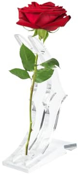 LIOOBO Acrylic Rose Stand - Crystal Base Moon Style Flower Holder - Display Stand With Base - Single Stem Rose Holder - Perfect For Wedding, Birthday, Valentine's Day Party