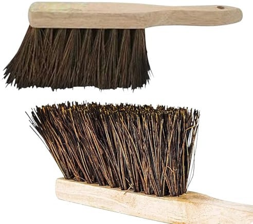 2 X 10.5 Stiff Bass Hand Brush Scrubbing Cleaning Wooden Bristles Indoor Outdoor Inch New | Set of 2 | Natural Stiff Bassine Bristles Brush Scrubbing Handbrush