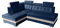 Robin Paris Ecksofa mit Schlaffunktion Bettkasten 5 Verstellbare Kopfstützen Sofa L-Form Schlafsofa Freistehende Eckcouch Schlafcouch Wohnzimmermöbel Wohnlandschaft Blau Creme