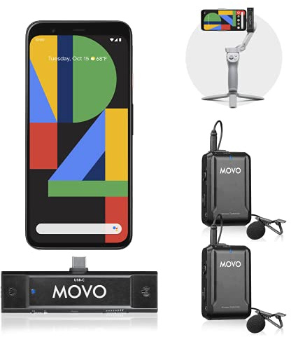 Movo Edge-UC-Duo - Micrófono de solapa omnidireccional compatible con Android, Samsung, iPad Pro, perfecto para Gimbals, entrevistas, profesores, y más