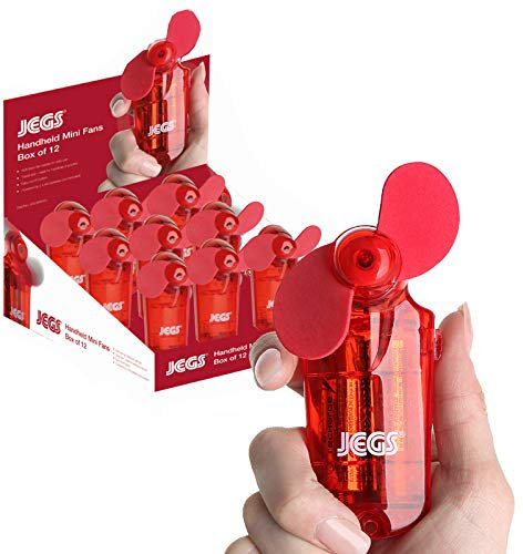 Jegs Red Mini Portable Pocket Sized Hand Held Cooling Fan with Foam Blades - Box Of 12 Translucent in Red