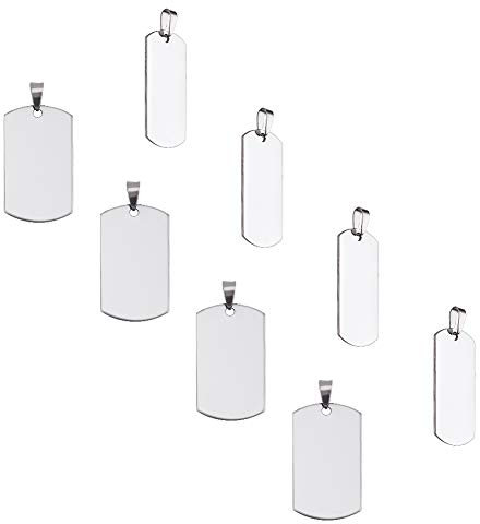 UNICRAFTALE 30 pieza de Etiquetas Rectangulares Estampadas En Blanco con Broche de Presión para Estampar Espacios En Blanco Colgantes de Acero Inoxidable Colgantes Lisos Collar Joyería 43x24x1mm