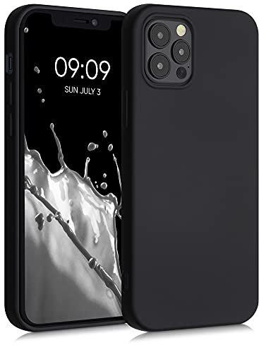 kwmobile Custodia Compatibile con Apple iPhone 12 / iPhone 12 Pro Cover - Back Case per Smartphone in Silicone TPU - Protezione Gommata - nero matt