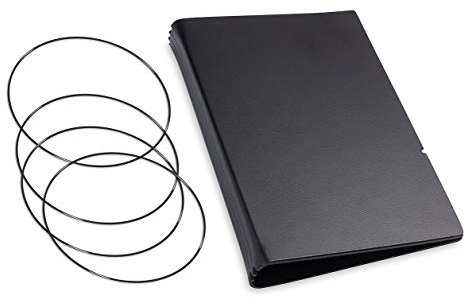 A6, revolutionäres, nachhaltiges X17-Konzept für Notizbuch Personal Organizer und Terminplaner/Hülle für 3 Hefte! Recyceltes Leder, schwarz, Made in Germany,17 Jahre Garantie*