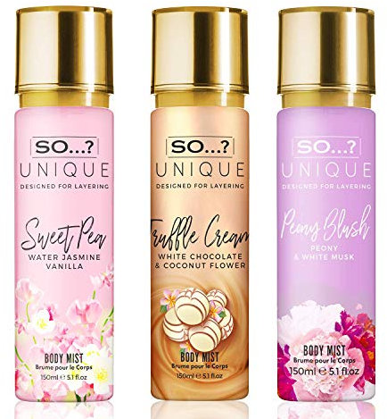 So…? Unique Damen Körpernebel Pink Bouquet Bundle, Sweet Pea, Truffle Cream, Peony Blush bodyspray Gemischte Duftbündel 150ml (3er-Pack)