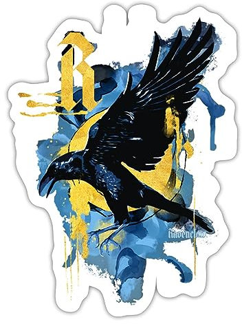 Spreadshirt Harry Potter Haus Ravenclaw Rabe Sticker, max. 10 x 10 cm, 10 x 10 cm, Mattweiß