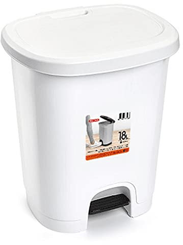 CABLEPELADO Cubo de Basura de Plástico Con Pedal, Libre de BPA, 40 cm Alto x 32 cm Ancho x 28 cm Fondo, Capacidad 18 Litros, Blanco