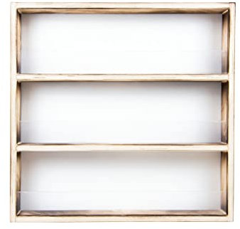 Alsino Gewürzregal v- 66.3 Holz Geflammt Vintage - 3 Regalböden inkl. Scheiben - für die Wand o. stehend - ca. 40 x 6.5 x 42 cm, Holzregal aus Deutscher Holzmanufaktur
