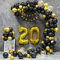 20 Geburtstag Deko, 20 Geburtstag Mann Frauen, 20 Jahre Geburtstagdeko, Happy Birthday Girlande Ballon Schwarz Gold Dekoration, Deko 20 Geburtstag Konfetti Luftballons Birthday Party