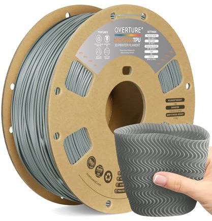 OVERTURE Super Speedy TPU Filament 1.75 mm, 95A, 1kg (2.2 lbs) für High Speed 3D-Drucker (Grau)