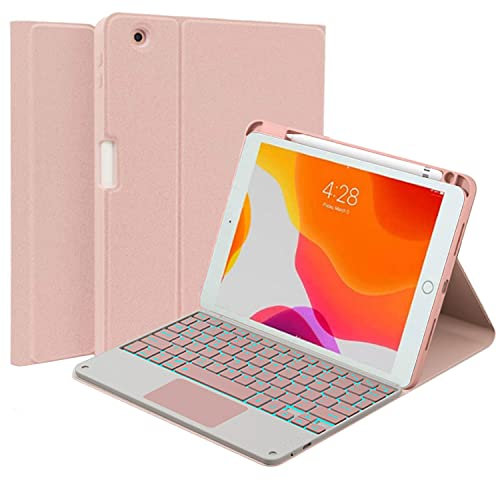 QYiiD Funda para iPad Mini con teclado táctil compatible con iPad Mini 5/4/3/2/1, teclado retroiluminado magnéticamente desmontable, funda inteligente con soporte para lápiz para iPad Mini 5/Mini 4,