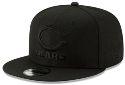 New Era NFL 9FIFTY Black On Black Adjustable Snapback Hat Cap One Size Fits All (Chicago Bears), Schwarz, Einheitsgröße
