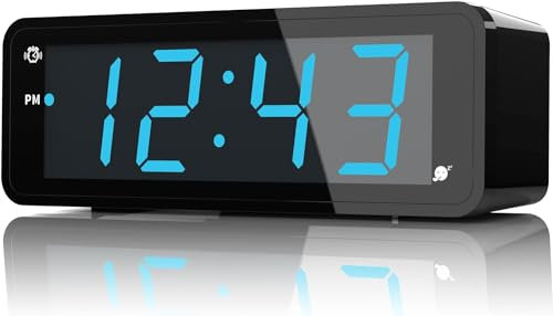 KWANWA Réveil numérique, écran LED de 4,6 cm avec Grands Chiffres, réveil à Piles, luminosité réglable, Fonction Snooze, 12/24 Heures, Chiffres faciles à Lire pour Les Personnes âgées