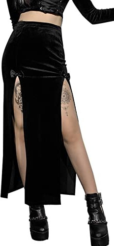 SEAUR Damen Minirock Gothic Punk Plissee Rock Kurz Schwarz Cosplay Party Club Wear High Waist A Linie Spitze Steampunk Skirt - XXL