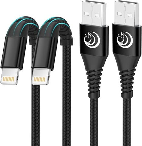 Aioneus Cable iPhone [1+2M 2Pack] Apple MFi Certificado Cable iPhone Carga Rápida,Cable Cargador iPhone Nylon Trenzado USB Lightning Cable para iPhone 14 13 12 11 Pro XS MAX XR X 8 7 6S 6 Plus 5,iPad
