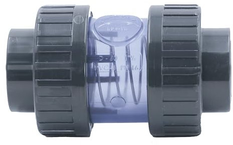 HAF® 1 clapet anti-retour en PVC transparent avec 2 manchons adhésifs de 40 mm, à ressort, clapet anti-retour conique en PVC U gris pour toutes les tuyauteries, qualité : fabriqué en Europe, quantité