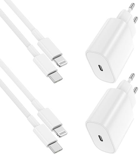 2Pack 20W Chargeur iPhone USB C Rapide, certifié Apple MFi Chargeur Apple Cable Rapide avec 2m Câble USB C pour iPhone 14 Pro Max/14/13 Mini/13 Pro Max/12 Mini/12 Pro/12 Pro Max/11/SE/XR/XS Max/iPad