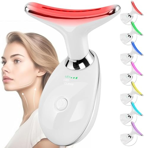 Masajeador facial, terapia de luz roja para cara y cuello, varita escultora facial con 7 colores