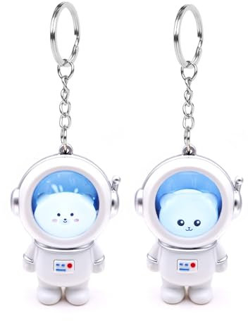 JZK 2x Porte-clés astronaute à LED Cartoon cosmonaute porte-clés spationaute mignon pour sac à dos, cadeaux de fête d'anniversaire sur thème espace pour enfants garçons filles, prix de classe