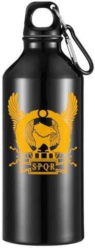 SPQR - Borraccia da turismo con aquila gialla, colore: Nero
