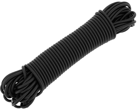 QWORK® Cuerda elástico, 5 mm x 20 m Negro cretráctil ordón, para Redes de Remolque, Lonas y Cubiertas de Piscina